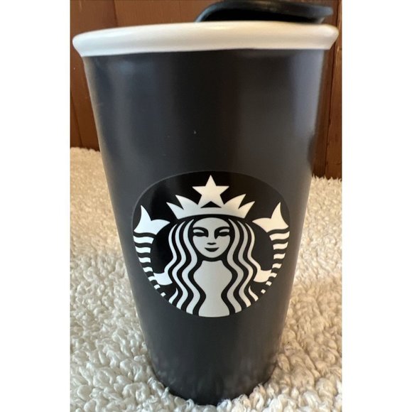 Black Starbucks Coffee Writable Ceramic 12 Oz Travel Tumbler w/Lid - No Pen 2016 - Picture 2 of 6